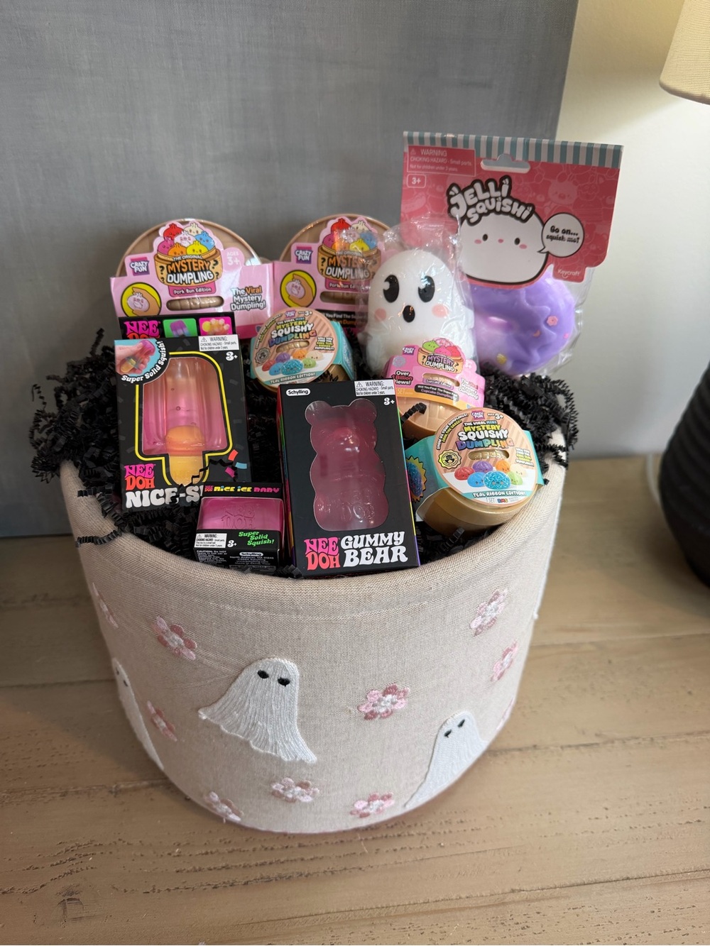 Pink Ghost βSpooky But Cuteβ Needoh & RMS Mystery Dumpling Boo Basket